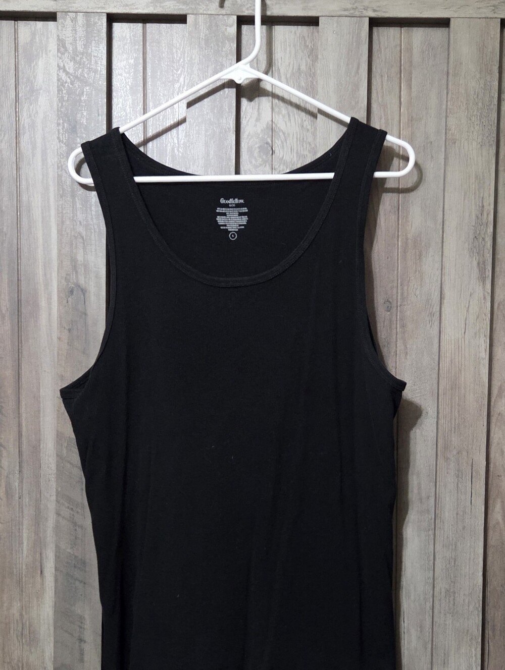 4 mens large black tank tops wide armholes goodfellow brand Preowned